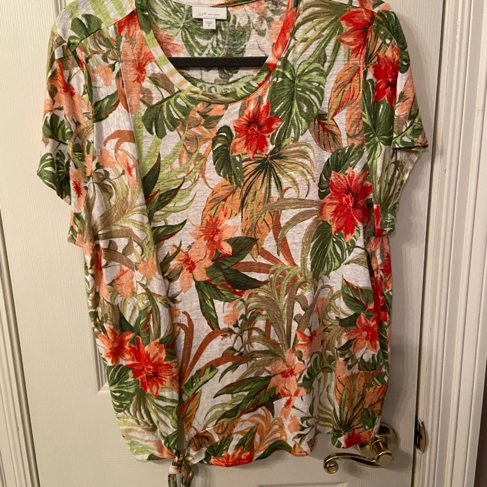 J. Jill Cream Green Scoop Neck Short Sleeve T-Shirt - Picture 8 of 8